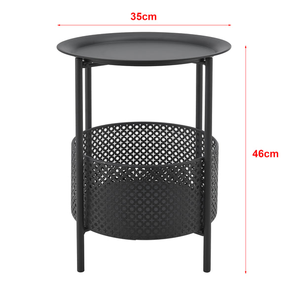 Petite table ronde Kruibeke métal 45 x 35 cm noir [en.casa]