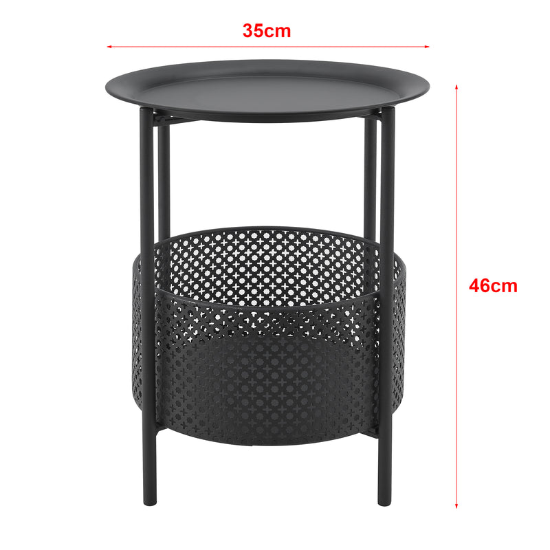 Croquis coté Petite table ronde Kruibeke métal 45 x 35 cm noir [en.casa]