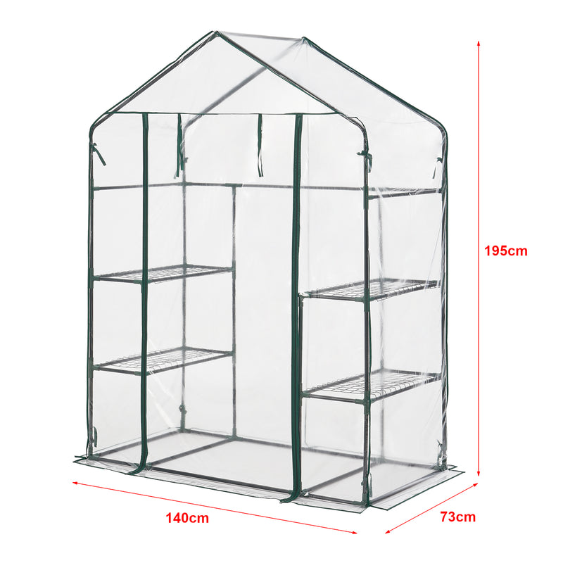 Schizzo in scala Serra da Giardino Hoorn a Forma di Casetta con Scaffali a 4 Ripiani [en.casa]