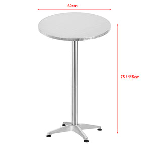 Tavolo da Bistrot 'Avesta' con Piano Rotondo Ribaltabile Ø 60 cm Altezza Regolabile 75 cm/115 cm - color Argento [en.casa]