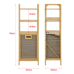 Meuble de rangement à linge Tidaholm en bambou avec étagère 118 x 39,5 x 30,5 cm [en.casa]