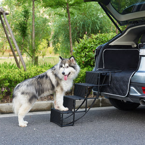 Hundetreppe Colchester 4-stufig bis 55 kg Metall/Polyester [en.casa]