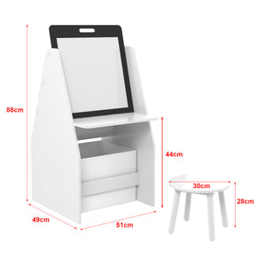 Kindertisch mit Maltafel Ferrol 88x51x49 cm Weiß [en.casa]