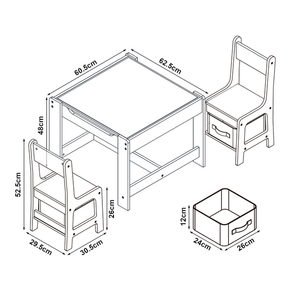 Kindertisch mit 2 Stühlen Irixoa mit Boxen Natur [en.casa]