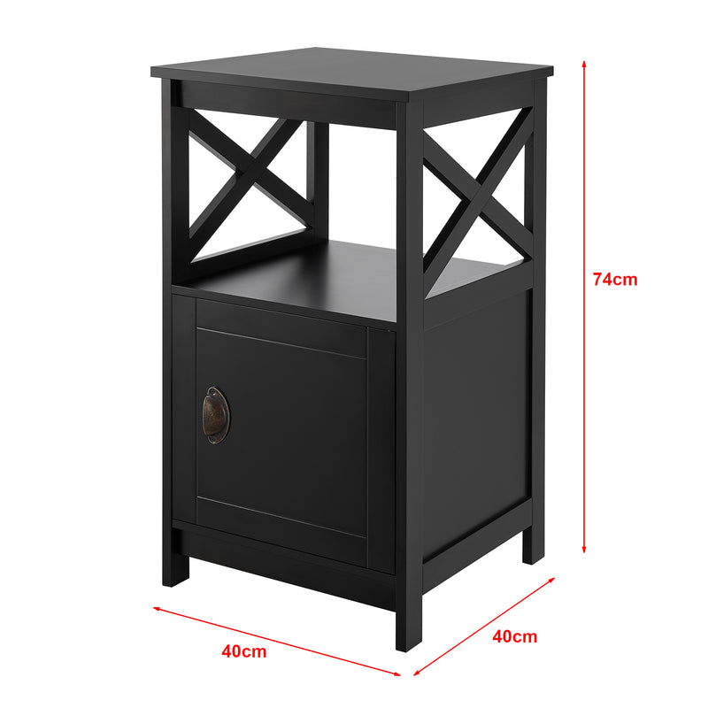 Schizzo in scala Tavolino 'Utajärvi' da Divano (AxLxP) 74 x 40 x 40 cm Comodino con Anta - Nero [en.casa]