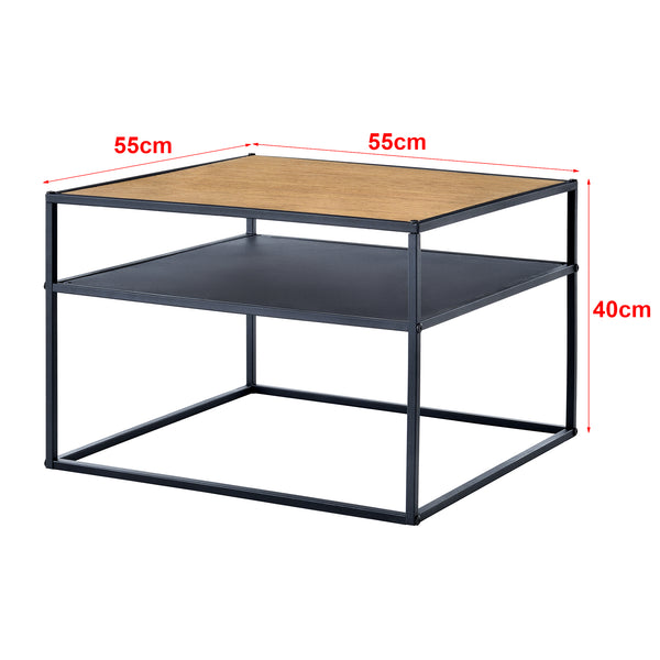 Table basse carrée Quinisut avec espace de stockage noir effet bois [en.casa]