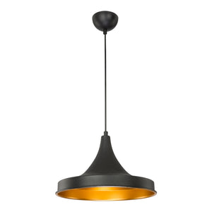Lampada a Sospensione 'Bamber Bridge' con Paralume in Metallo - Nero/Ottone [lux.pro]