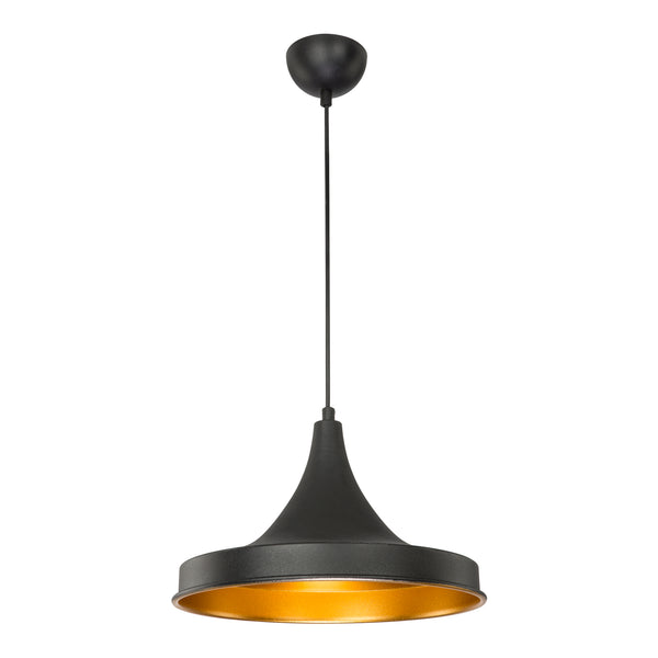 Lampada a Sospensione 'Bamber Bridge' con Paralume in Metallo - Nero/Ottone [lux.pro]