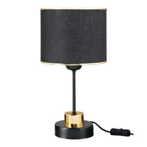 Lampe de bureau Gravesend en métal PVC textile 38 cm E27 noir / laiton [lux.pro]