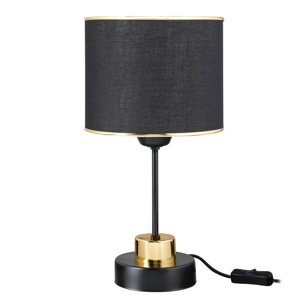 Lampe de bureau Gravesend en métal PVC textile 38 cm E27 noir / laiton [lux.pro]