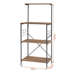 Étagère Billund à 4 niveaux 133 x 60 x 42 cm cm effet noyer / noir [en.casa]