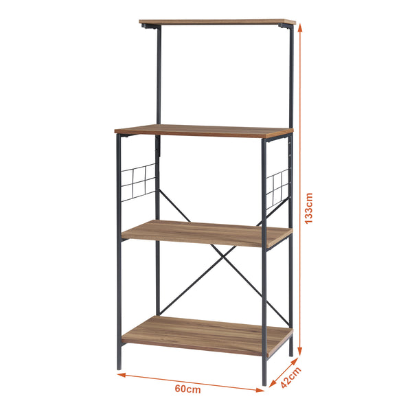 Étagère Billund à 4 niveaux 133 x 60 x 42 cm cm effet noyer / noir [en.casa]