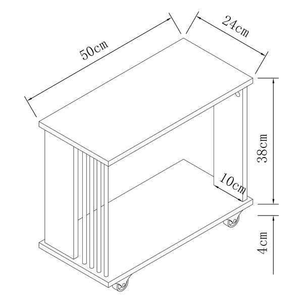Beistelltisch Haarby mit 4 Rollen 42x50x24 cm Eicheoptik [en.casa]