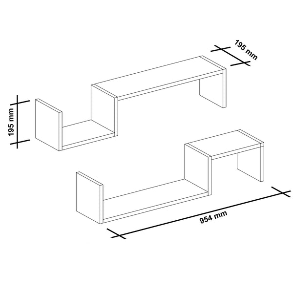 Lot de 2 étagères murales Gram pour entrée 19,5 x 95,4 x 19,5 cm blanc [en.casa]