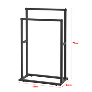 Handtuchhalter mit 2 Stangen 78 x 48 x 24 cm Schwarz [en.casa]