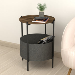 Beistelltisch Hofors 60x43cm Anthrazit / Eichenoptik, antik [en.casa]