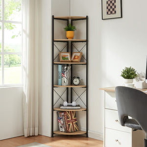Étagère à plantes Ulfborg 6 niveaux 160 x 30 x 30 cm effet bois noir [en.casa]