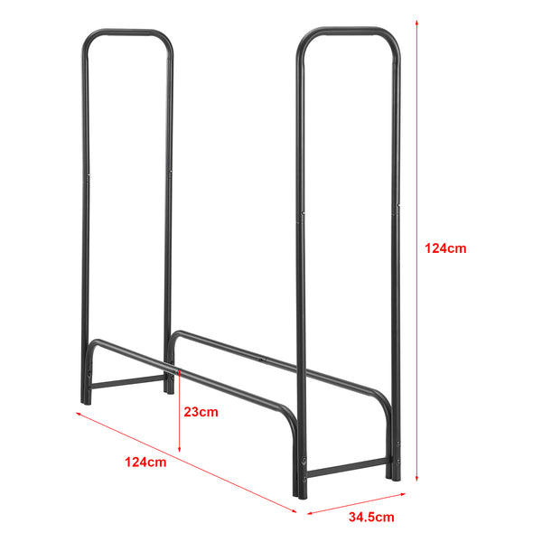 Range-bûches Kwethluk pour intérieur extérieur 124 x 124 x 34,5 cm noir [casa.pro]