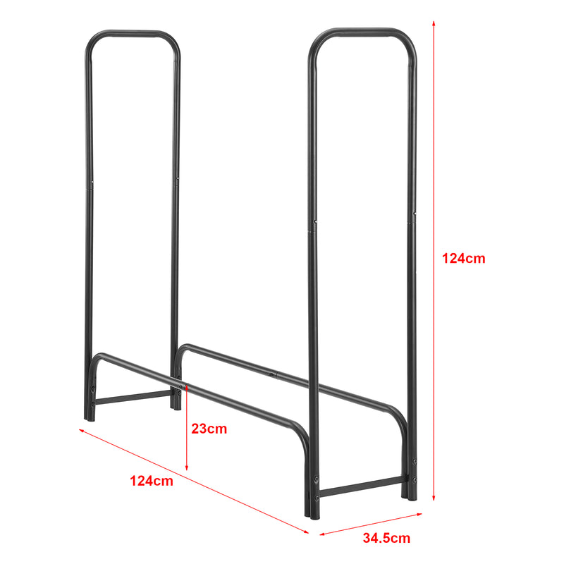 Croquis coté Range-bûches Kwethluk pour intérieur extérieur 124 x 124 x 34,5 cm noir [casa.pro]