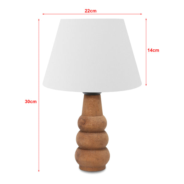 Lampada da Comodino 'Poole' Lampada da Tavolo con Stelo in Legno e Paralume a Cono in Tessuto - Bianco - lux.pro 
