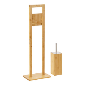 Porte papier toilette sur pied Västerås avec brosse bambou [en.casa]