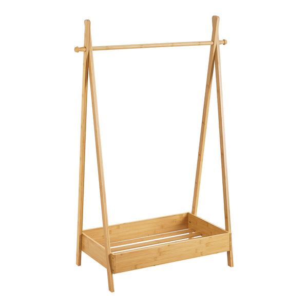 Portant à vêtements Sola pour enfant avec surface de stockage bambou [en.casa]