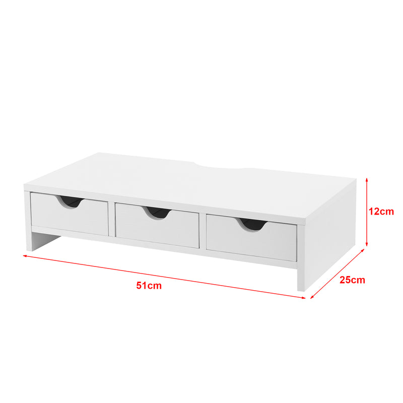 Croquis coté Support d'écran Ruovesi MDF 12 x 51 x 25 cm blanc [en.casa]