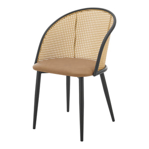 Set di 2 Sedie 'Gagnef' in Similpelle Marrone e Schienale in Rattan [en.casa] 