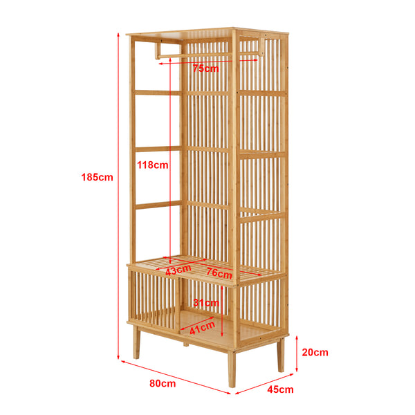 Portant à vêtements Vemb bambou 185 x 80 x 45 cm naturel [en.casa]