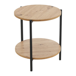 Table d'appoint Kuopio ronde 50 x 40 cm noir et effet bois [en.casa]