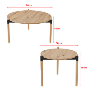 Table basse Kristinestad à double plateaux en bois de pin [en.casa]