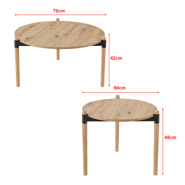 Table basse Kristinestad à double plateaux en bois de pin [en.casa]