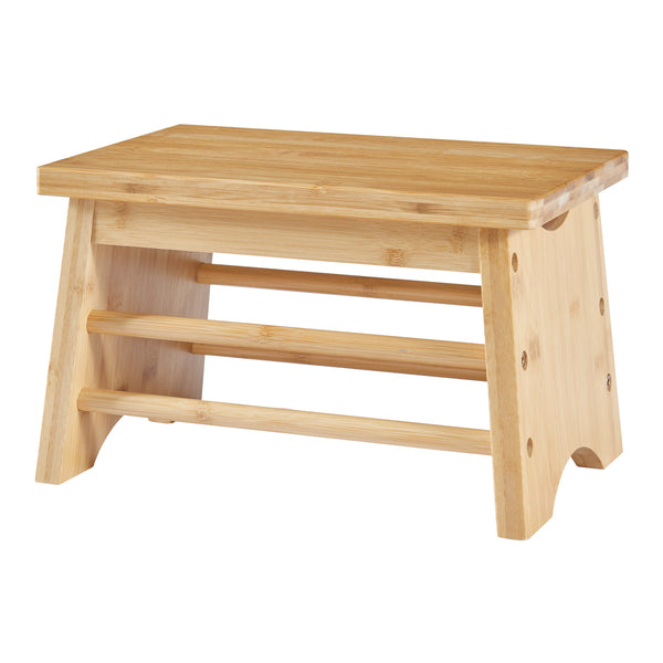 Sgabello Basso Ryslinge Poggiapiedi in Bambù Naturale 33 x 21,5 x 20 cm [en.casa] 