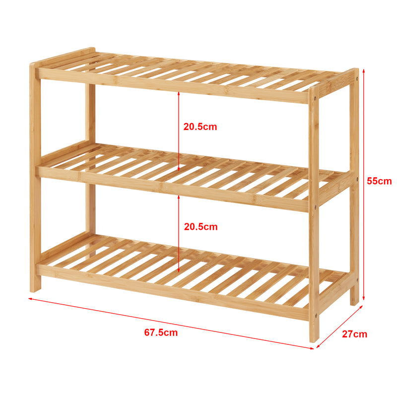 Schizzo in scala Scarpiera Dammfleth con 3 Ripiani 55 x 67,5 x 27 cm Bambù Naturale [en.casa] 
