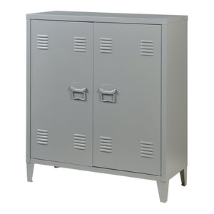 Casier de bureau métallique Oripää à 2 portes 90 x 80 x 33 cm gris foncé [en.casa]
