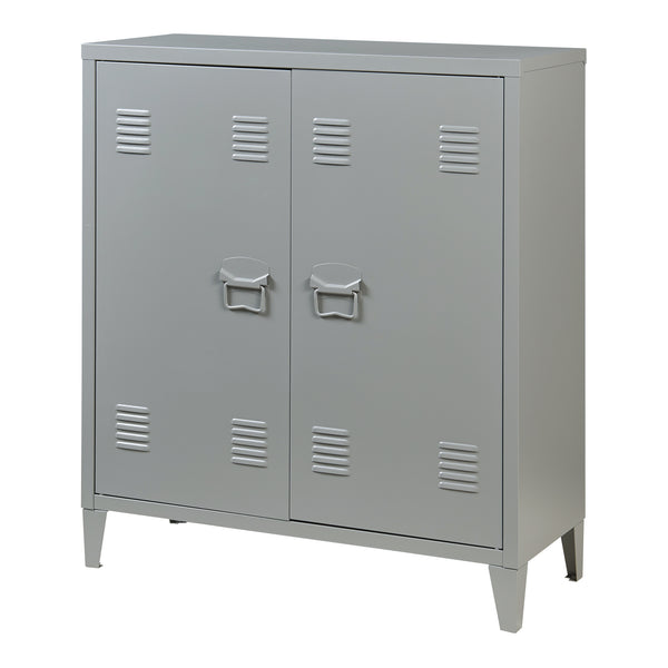 Casier de bureau métallique Oripää à 2 portes 90 x 80 x 33 cm gris foncé [en.casa]