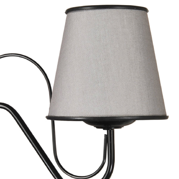 Applique 'Hampshire' a Braccio Curvo per Interni Lampada da Parete con Portalampada Nero e Paralume a Tronco di Cono Grigio - lux.pro