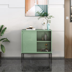 Credenza Eidsvoll in Acciaio con Anta Scorrevole 85 x 80 x 45 cm Verde [en.casa] 