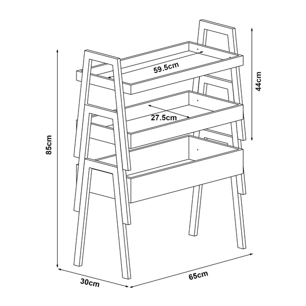 Scaffale Impilabile Set Hitra di 3 Ripiani a Bordi Rialzati Bambù Naturale / Bianco [en.casa] 