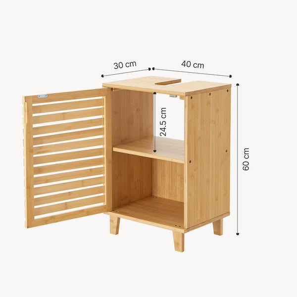 Meuble sous lavabo Iveland bambou 60 x 40 x 30 cm naturel [en.casa]