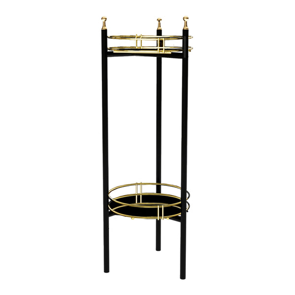 Support de plantes Oulainen à 2 niveaux métal 79 x 28 x 28 cm noir or [en.casa]