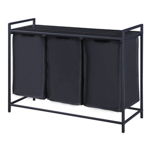 Mobile Portabiancheria Saltvik Sacchi Rimovibili Capienza 3x 45 L - Nero [en.casa] 