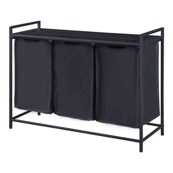 Mobile Portabiancheria Saltvik Sacchi Rimovibili Capienza 3x 45 L - Nero [en.casa] 