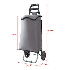 Trolley per la Spesa Carrello Portaspesa Portapacchi a 2 Ruote Telaio Pieghevole Borsa Impermeabile Rimovibile 36 L 30 kg - Grigio Scuro/Nero [en.casa]