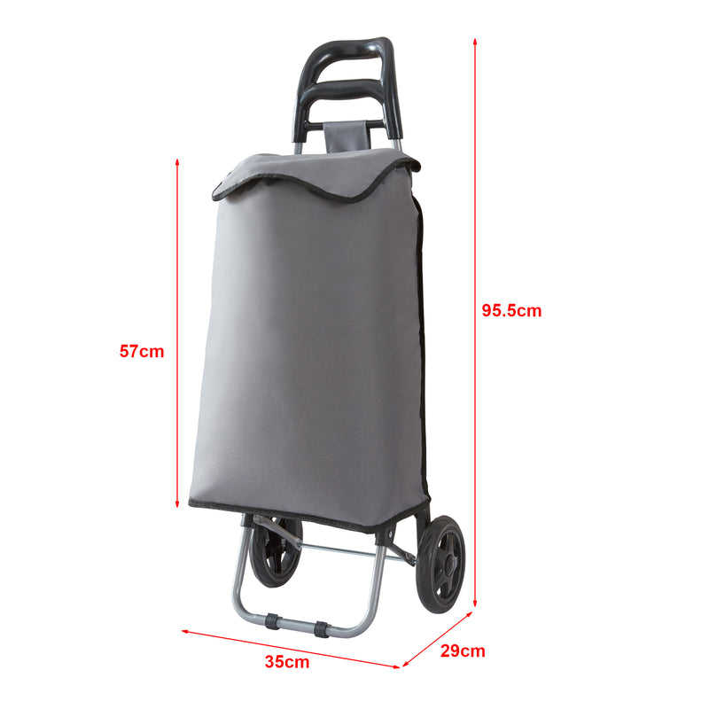 Schizzo in scala Trolley per la Spesa Carrello Portaspesa Portapacchi a 2 Ruote Telaio Pieghevole Borsa Impermeabile Rimovibile 36 L 30 kg - Grigio Scuro/Nero [en.casa]