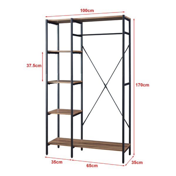 Portant à vêtements Hvidovre 170 x 100 x 35 cm noir effet bois [en.casa]