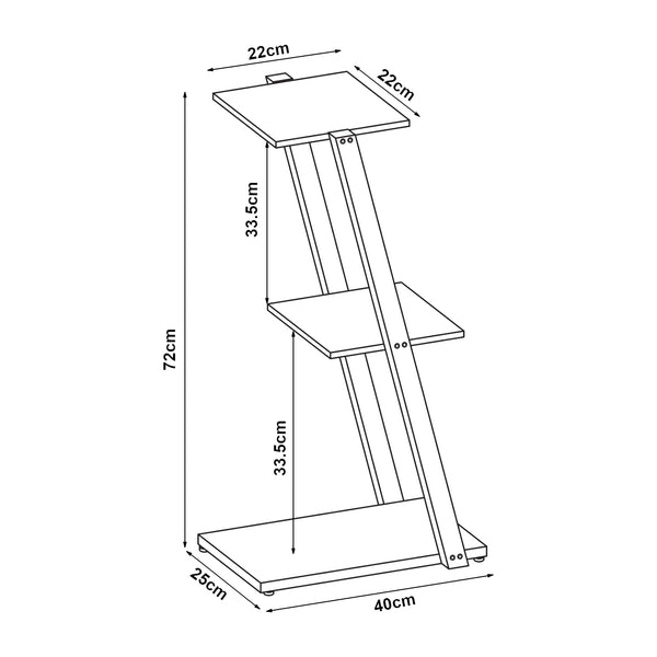 Standregal Rollag 72x40x25cm aus Metall Schwarz [en.casa]