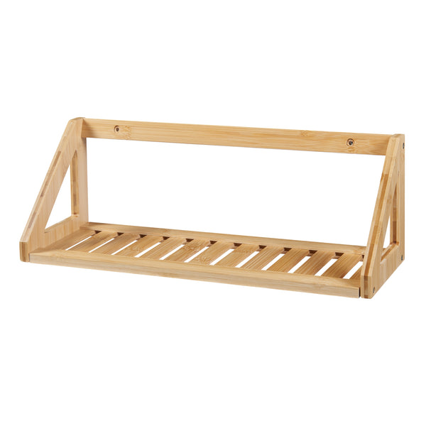 Set Gjerdrum di 2 Mensole da Muro con Piani a Doghe - Bambù Naturale [en.casa] 