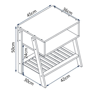 Table d'appoint Håbo avec 2 étagères bambou 50 x 45 x 36 cm naturel [en.casa]