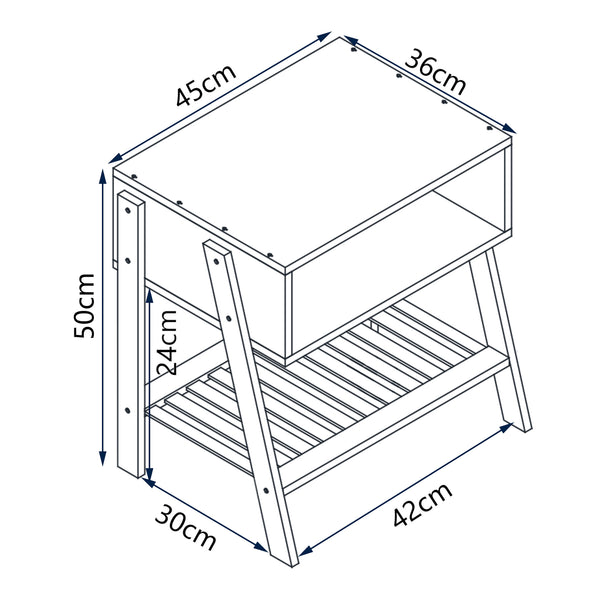 Table d'appoint Håbo avec 2 étagères bambou 50 x 45 x 36 cm naturel [en.casa]